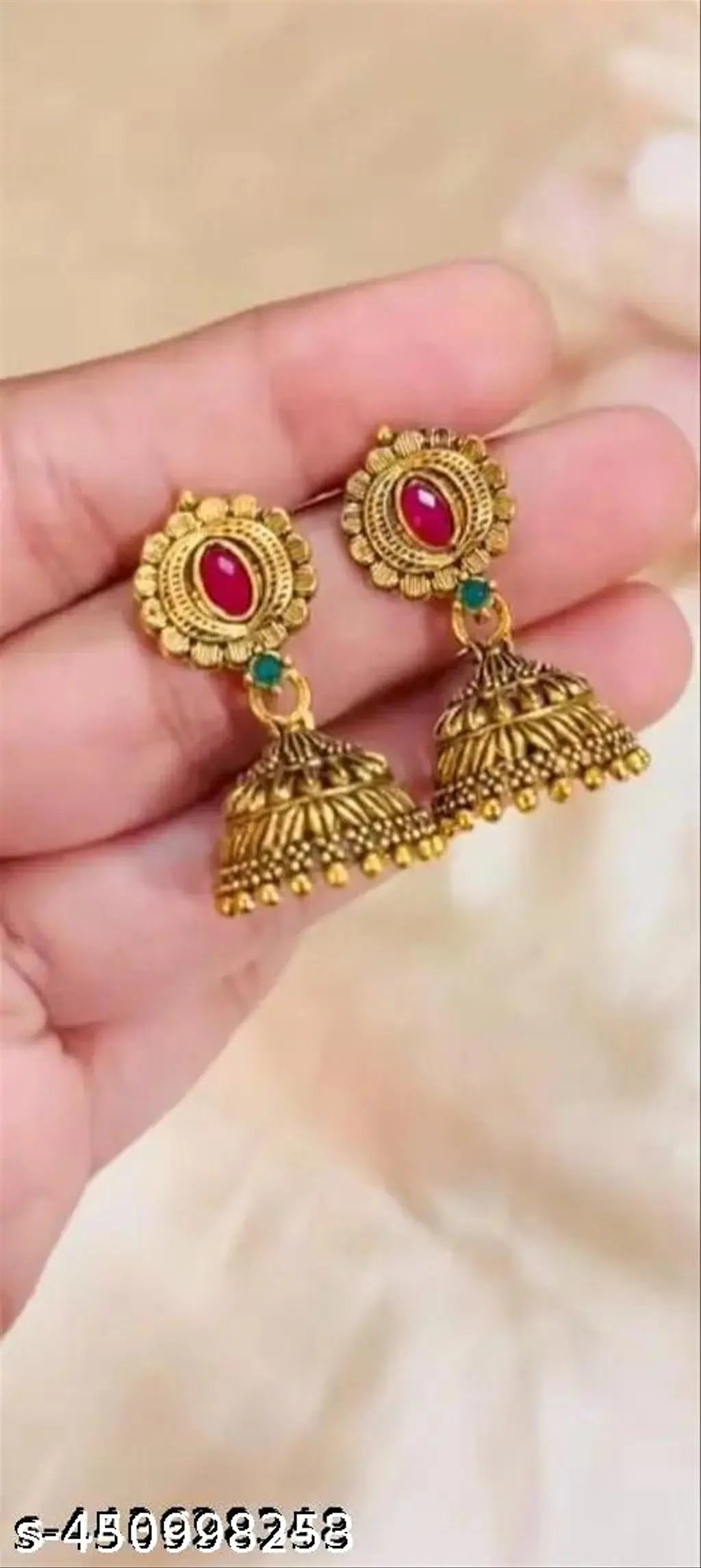 Gold Plated Jhumka Earrings – Set of 6 - view 2