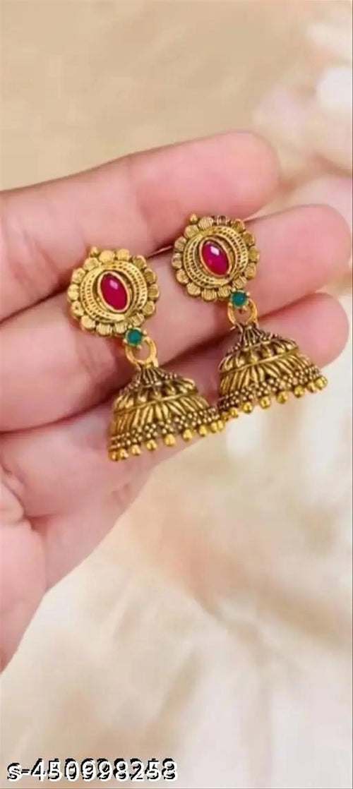 Gold Plated Jhumka Earrings – Set of 6 - view 2