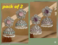 Oxidised Pearl & Floral Earrings – Pack of 2